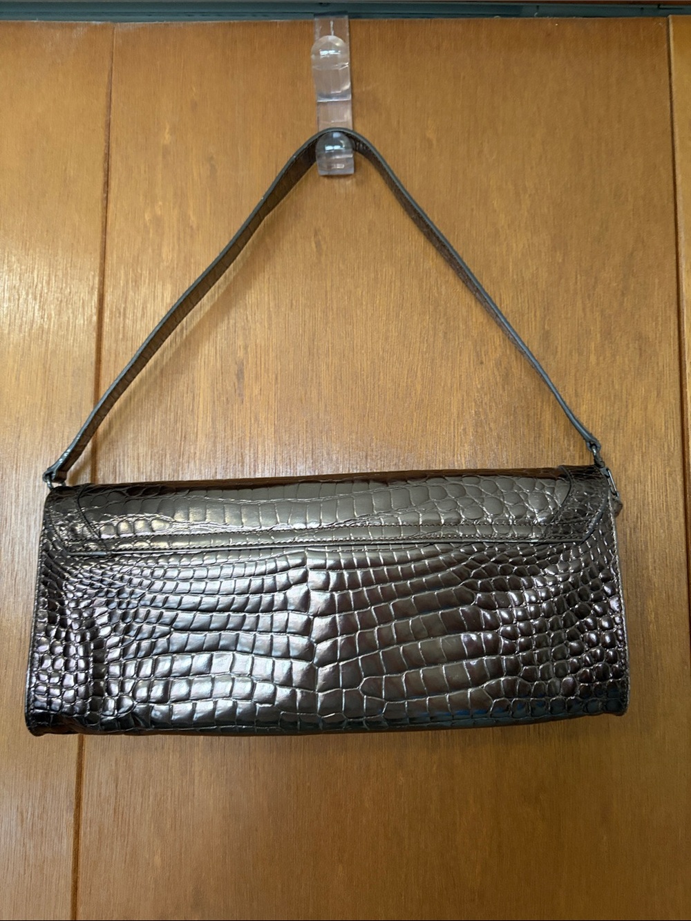 Sondra Roberts Bronze Croc-Embossed Shoulder Bag - Picture 2 of 6